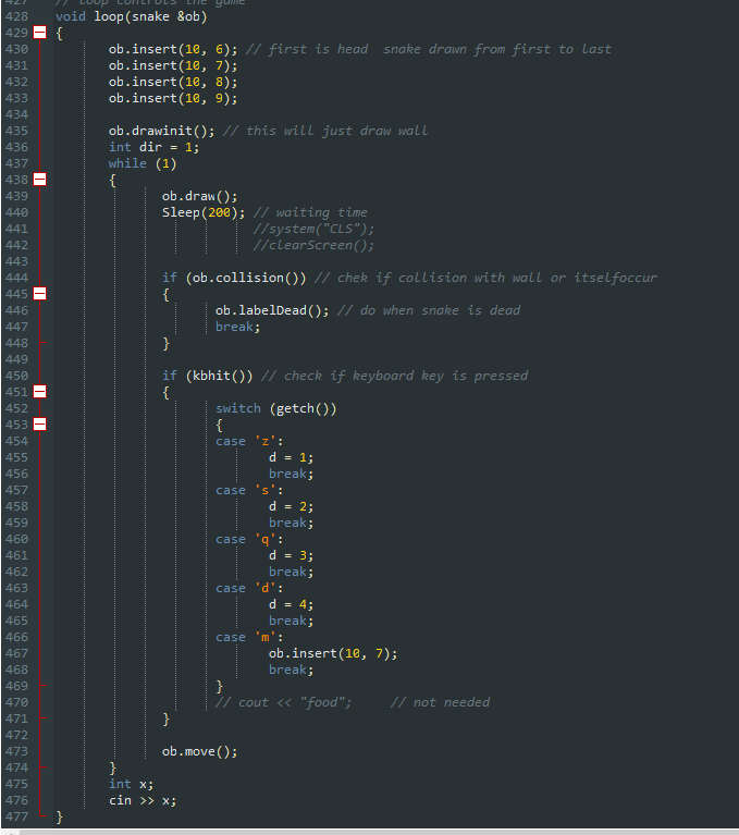 Menu principal du Snake